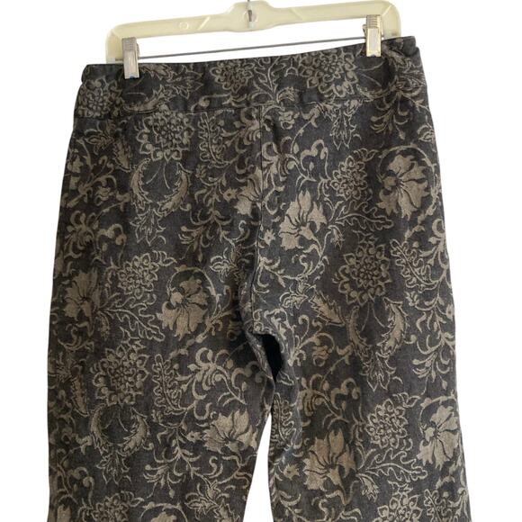 Womens Harolds Black Gold Floral Tapestry Wide Leg Cotton Denim Jeans Size 12 - Picture 6 of 16